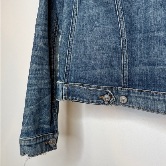 Hudson Distressed the classic rose embroidered denim Jean Jacket size XS - Picture 9 of 12